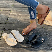 Buckle Toe-Loop Slider Sandals