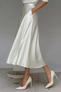 Liquid Satin A-Line Midi Skirt
