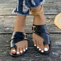 Buckle Toe-Loop Slider Sandals