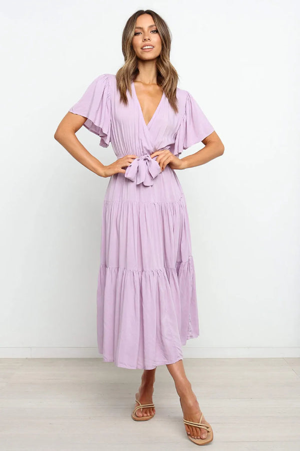 Garden Party Tie-Back Tiered Midi Dress