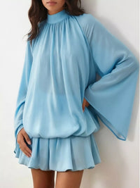 Tie-Back Flared-Sleeve Mini Dress
