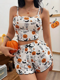 Pumpkin Print Ribbed Cami Pyjama Set