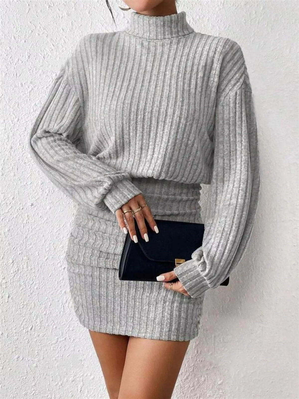 Cosy Knit Roll-Neck Bodycon Mini
