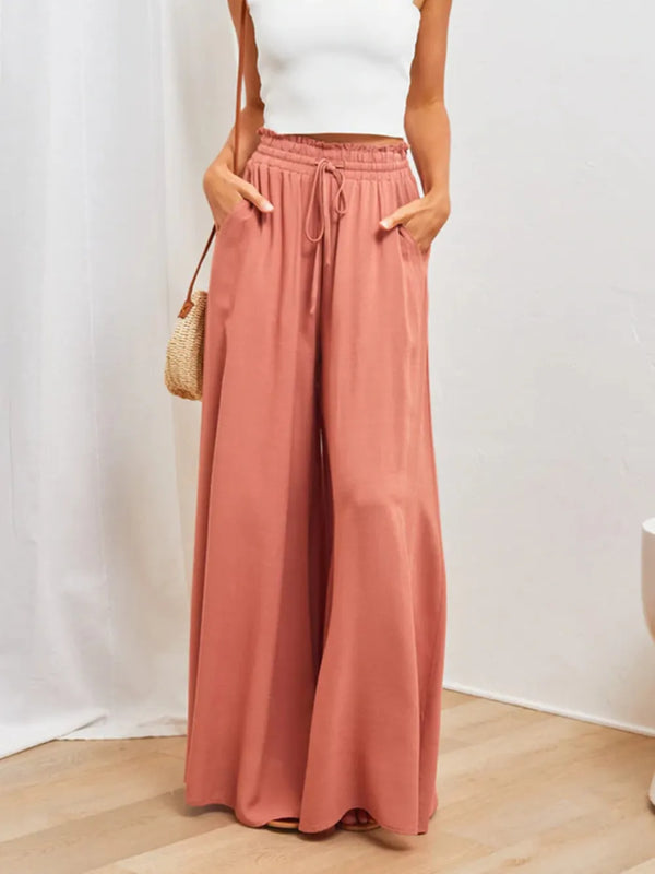 Terracotta High-Waist Palazzo Trousers