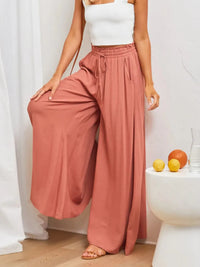 Terracotta High-Waist Palazzo Trousers