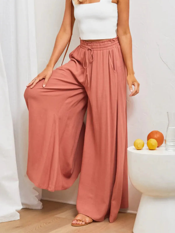 Terracotta High-Waist Palazzo Trousers