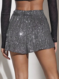 Silver Sequin Party Shorts