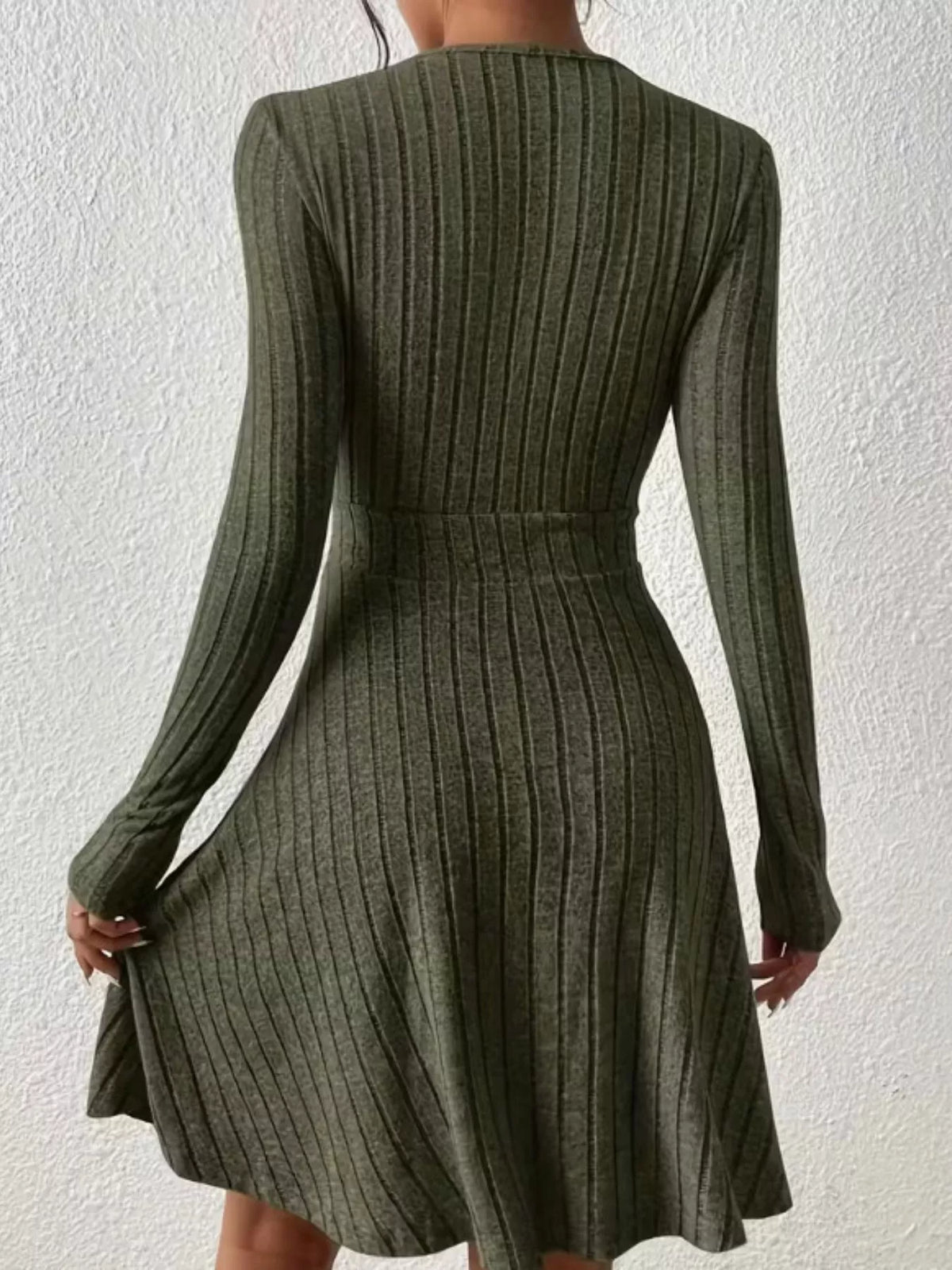 Soft Ribbed Wrap Knit Mini Dress