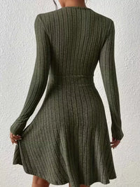 Soft Ribbed Wrap Knit Mini Dress