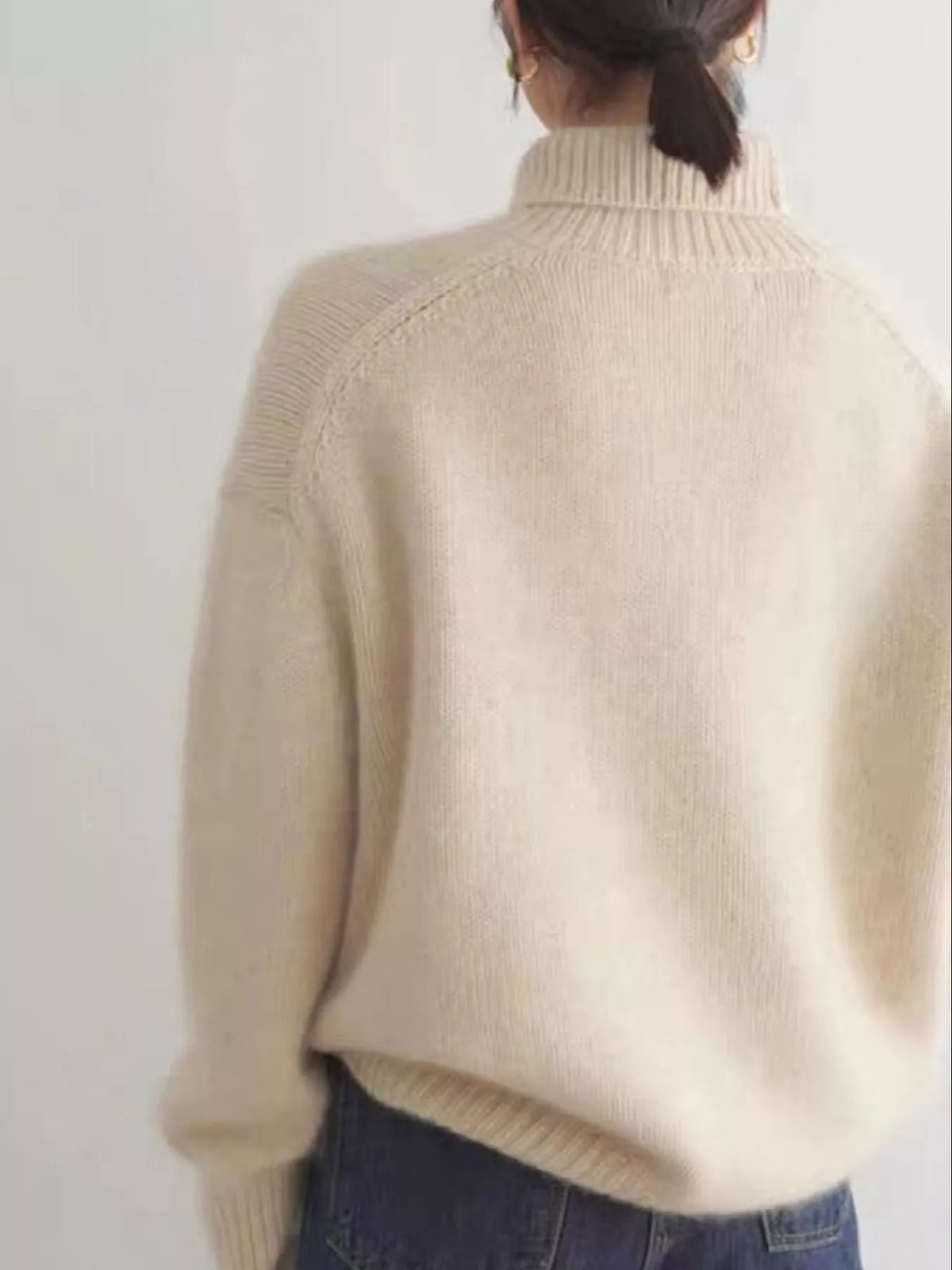 Ribbed Roll-Neck Drop-Shoulder Jumper
