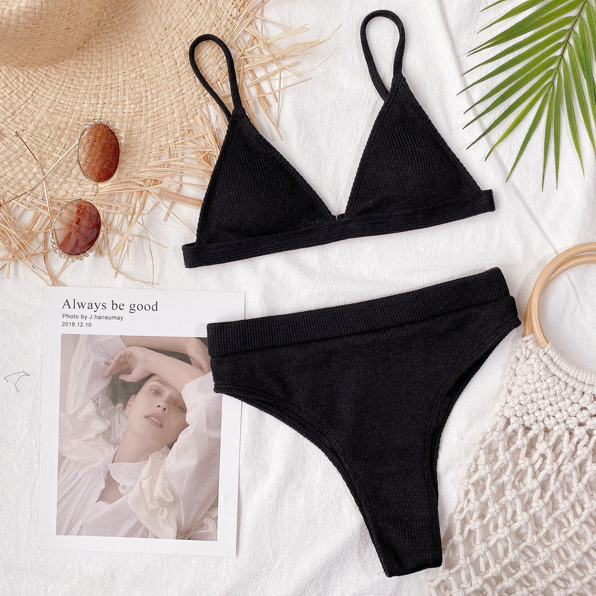 Powder Blue Ribbed Bikini Set