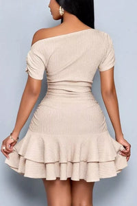 One-Shoulder Tiered Ruffle Mini Dress