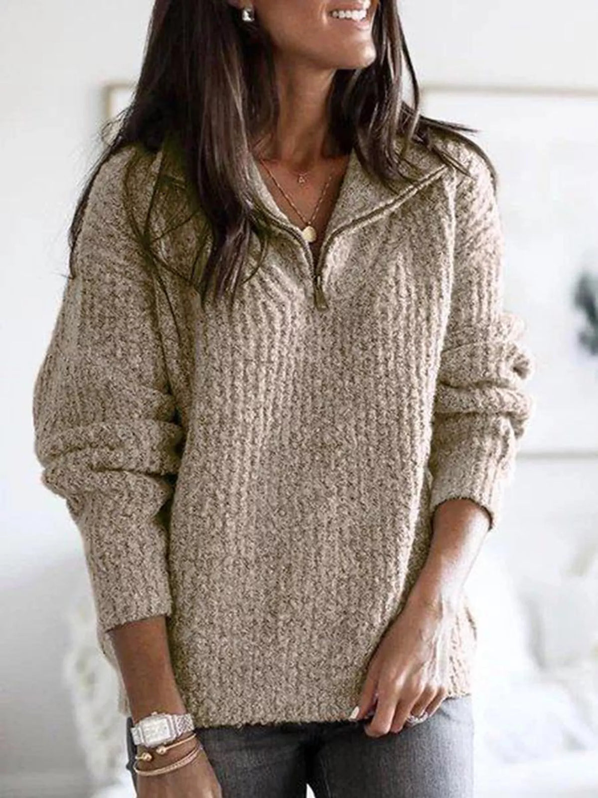 Textured Half-Zip Jumper