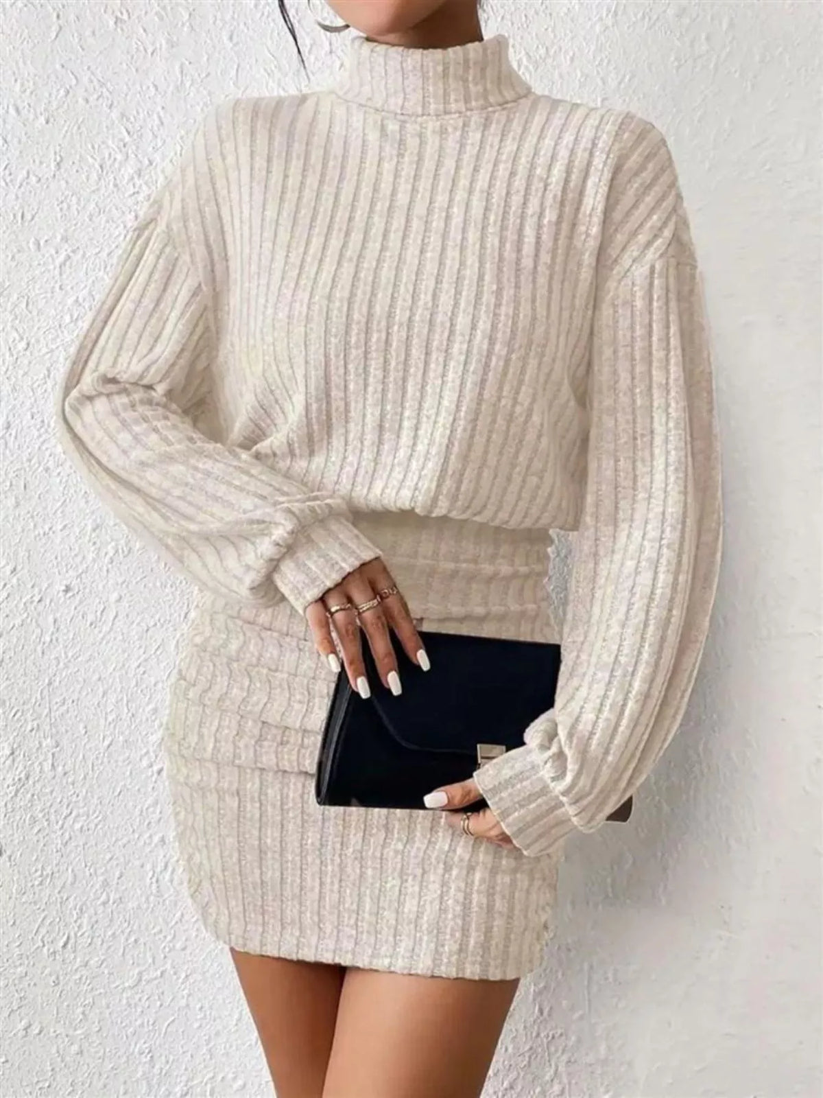 Cosy Knit Roll-Neck Bodycon Mini