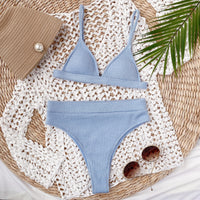 Powder Blue Ribbed Bikini Set