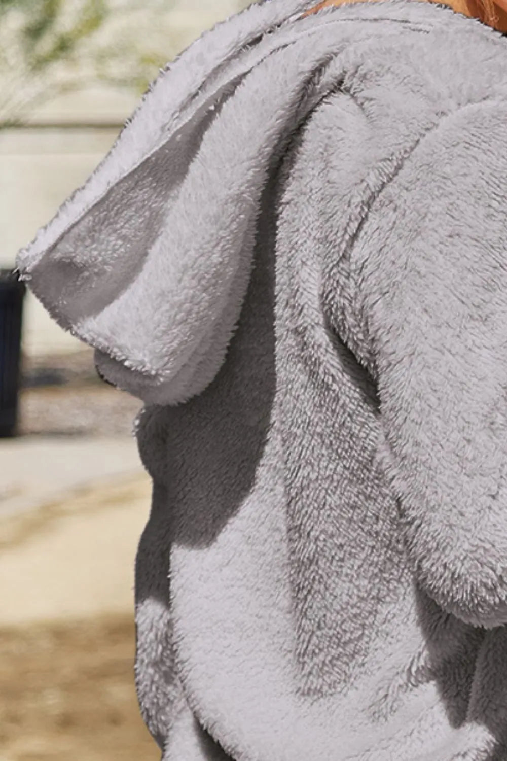 Cosy Teddy Hooded Jacket with Pockets