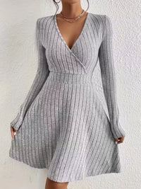 Soft Ribbed Wrap Knit Mini Dress