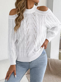 Cold-Shoulder Cable-Knit Jumper