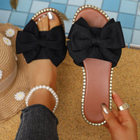 Pearl Bow Slider Sandals