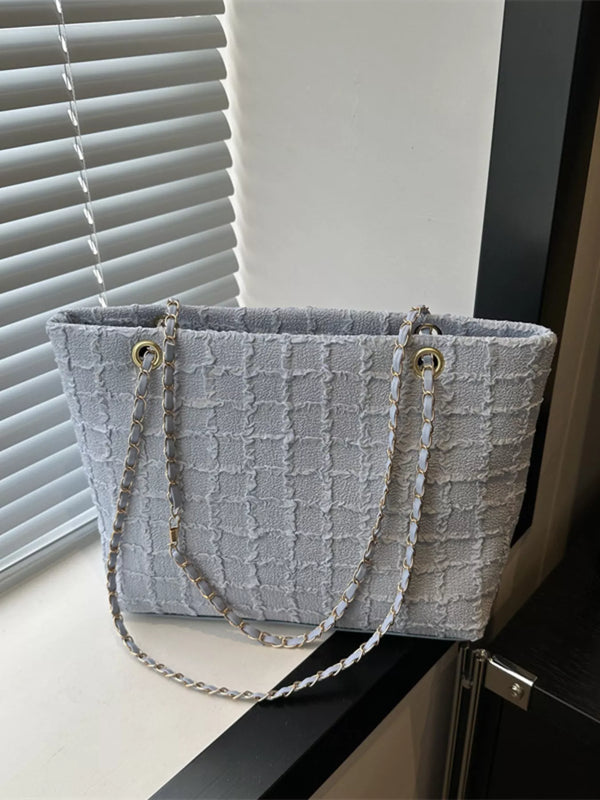 Pastel Tweed Chain Shoulder Bag