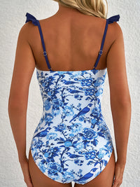 Cutout Ruffled Spaghetti Strap One-Piece Swimwear