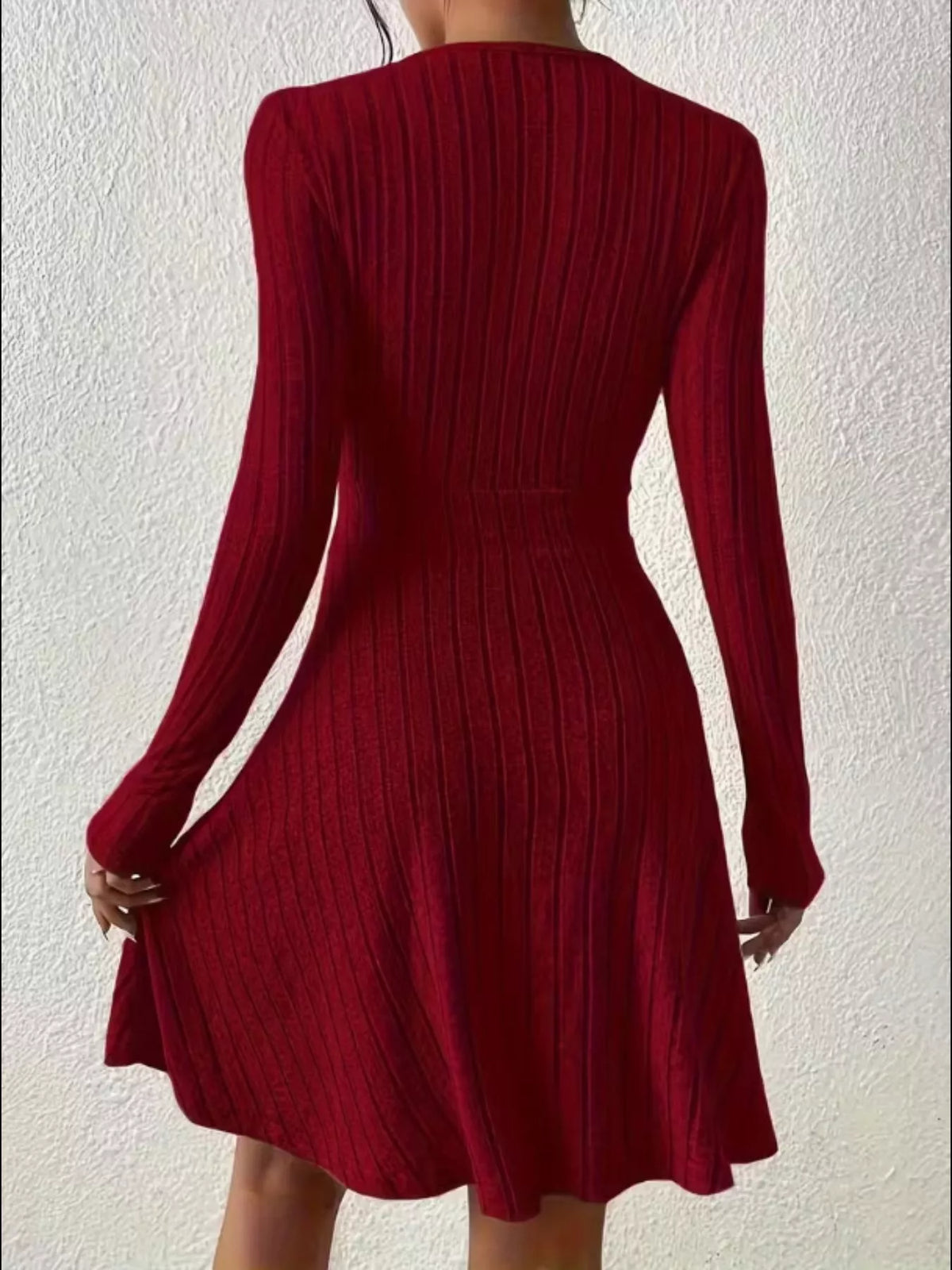 Soft Ribbed Wrap Knit Mini Dress