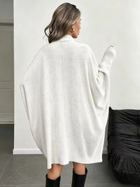 Oversized Ribbed Roll-Neck Jumper Dress