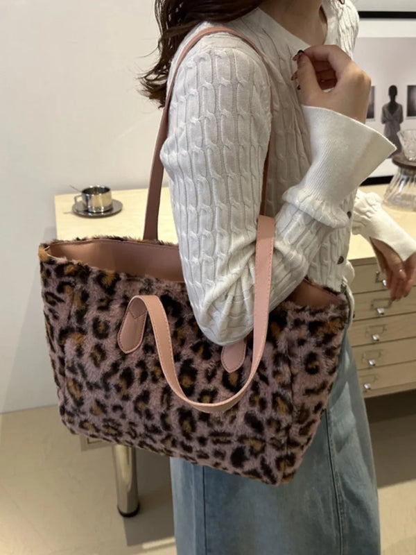 Leopard Faux-Fur Tote Bag