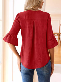 Champagne Ruffle V-Neck Blouse