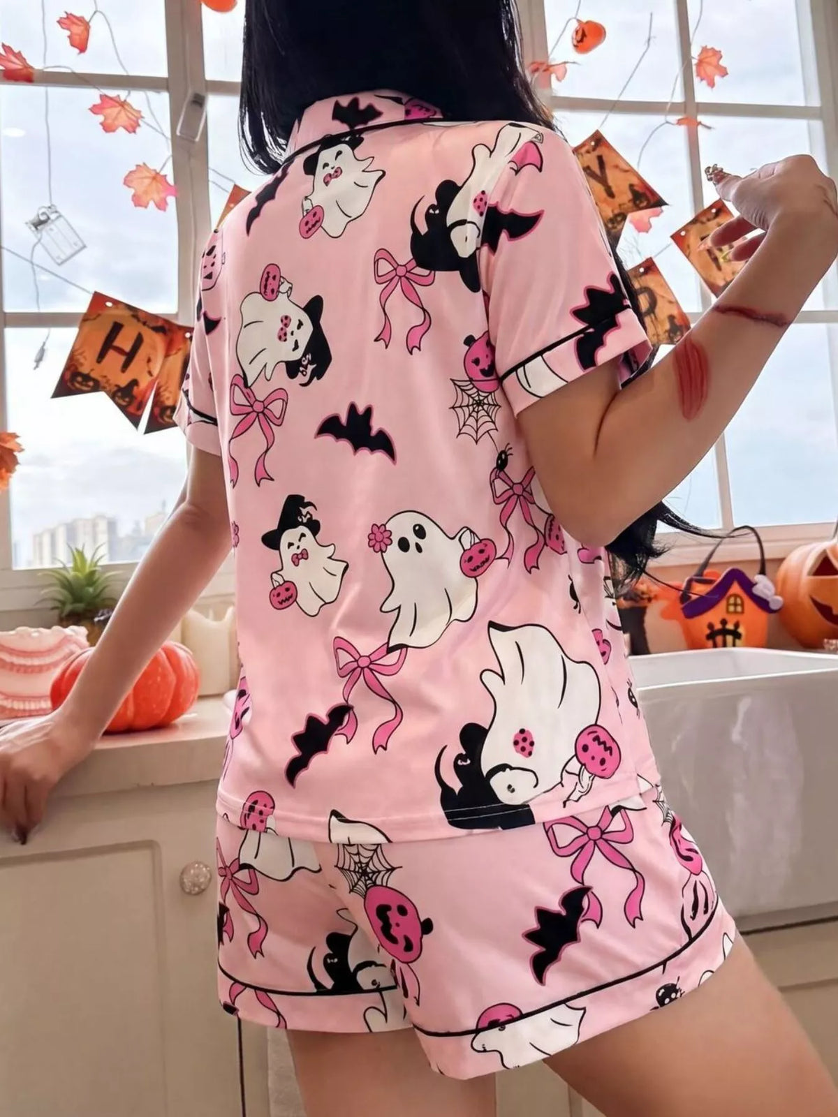 Ghost Print Pyjama Shorts Set – Brights