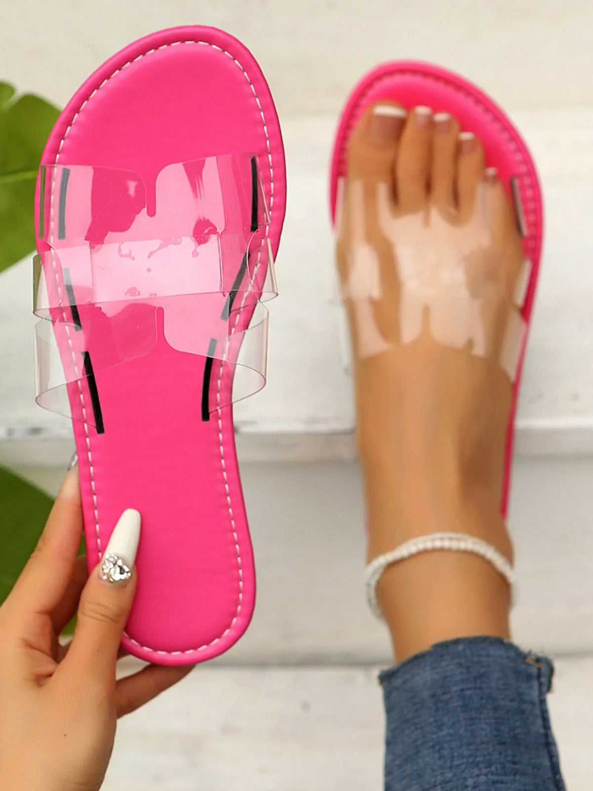 Barely-There Clear Strap Sandals