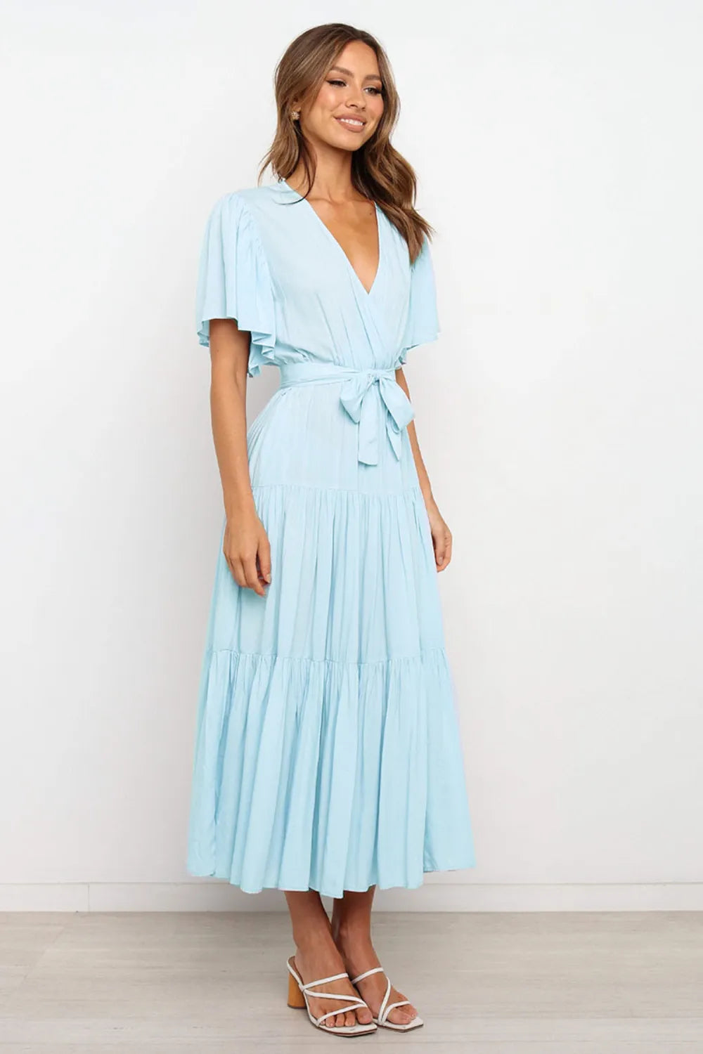 Garden Party Tie-Back Tiered Midi Dress