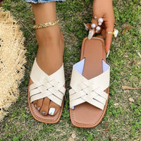 Cobalt Woven Cross-Strap Sandals
