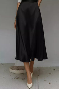Liquid Satin A-Line Midi Skirt