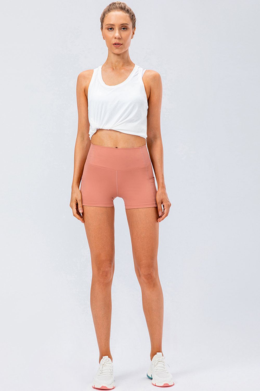 Wide-Waistband Slim-Fit Gym Shorts