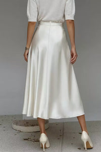 Liquid Satin A-Line Midi Skirt