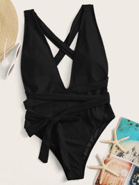 Hot Pink Plunge Wrap Swimsuit