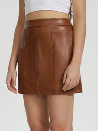 Faux-Leather Zip Mini Skirt