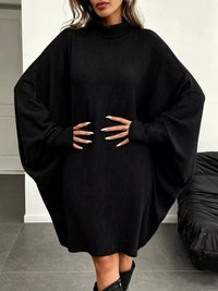 Oversized Ribbed Roll-Neck Jumper Dress