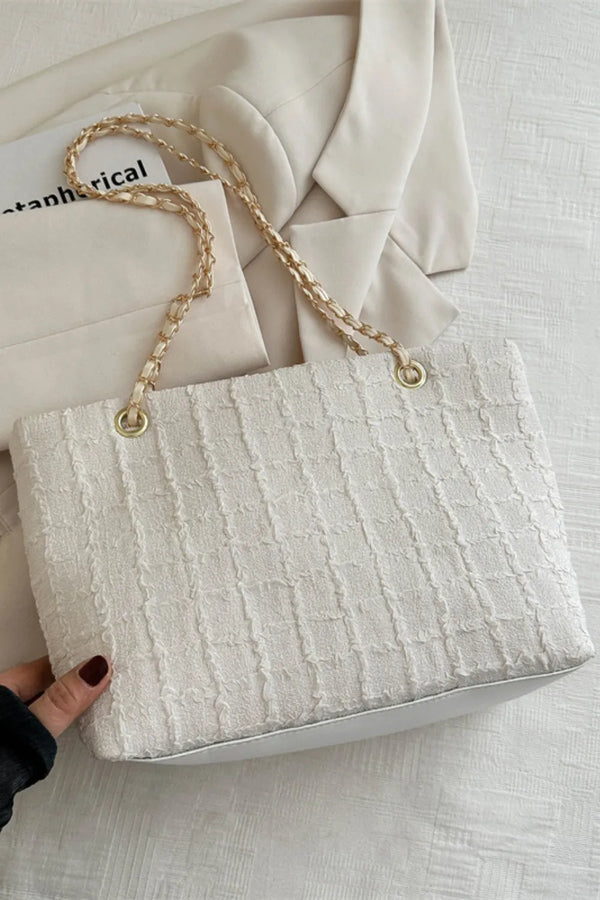 Quilted Chain-Handle Tote Bag
