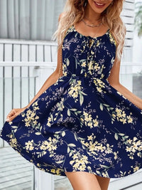 Midnight Bloom Strappy Summer Mini Dress