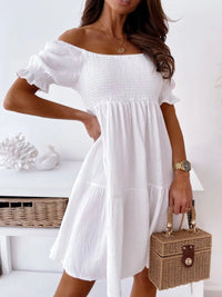 Bardot Smocked Off-Shoulder Mini Dress