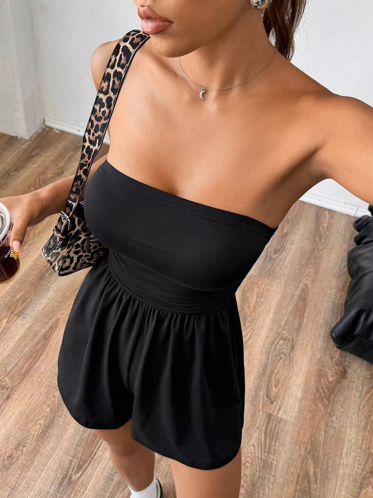 Strapless Ruched Bandeau Playsuit