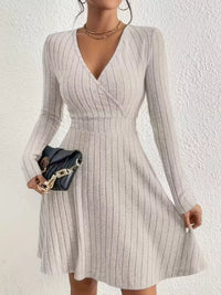 Soft Ribbed Wrap Knit Mini Dress