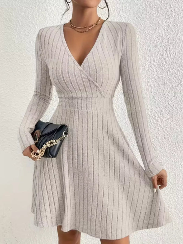 Soft Ribbed Wrap Knit Mini Dress