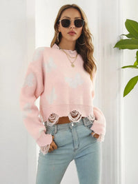 Butterfly Distressed Cropped Jumper