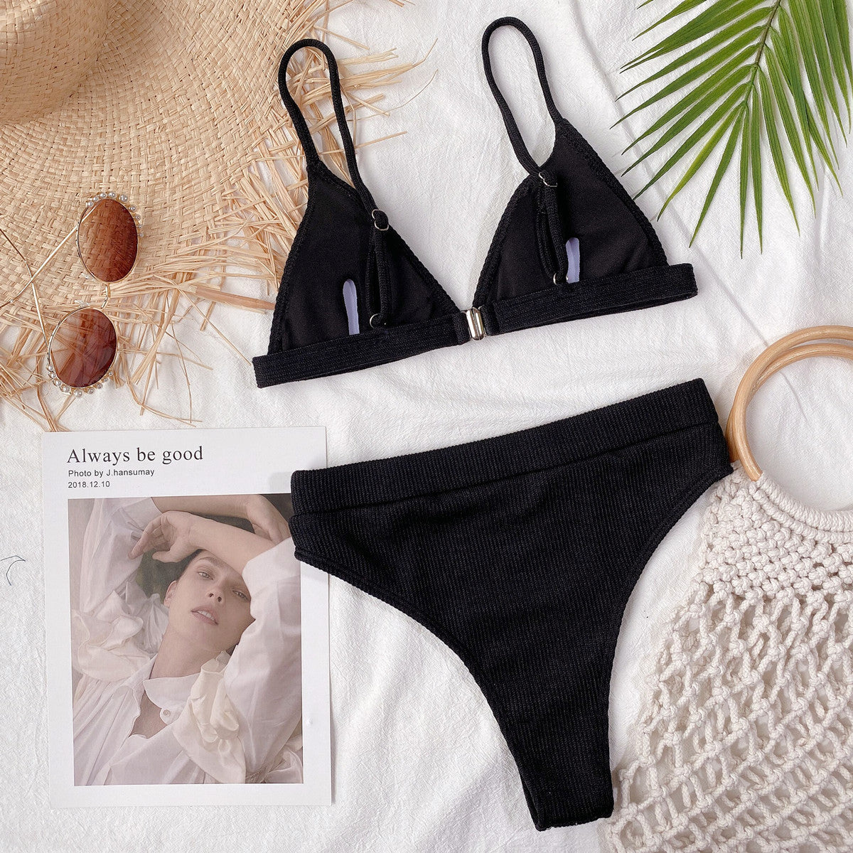 Powder Blue Ribbed Bikini Set