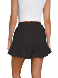 Blush Ruffle-Hem Drawstring Shorts