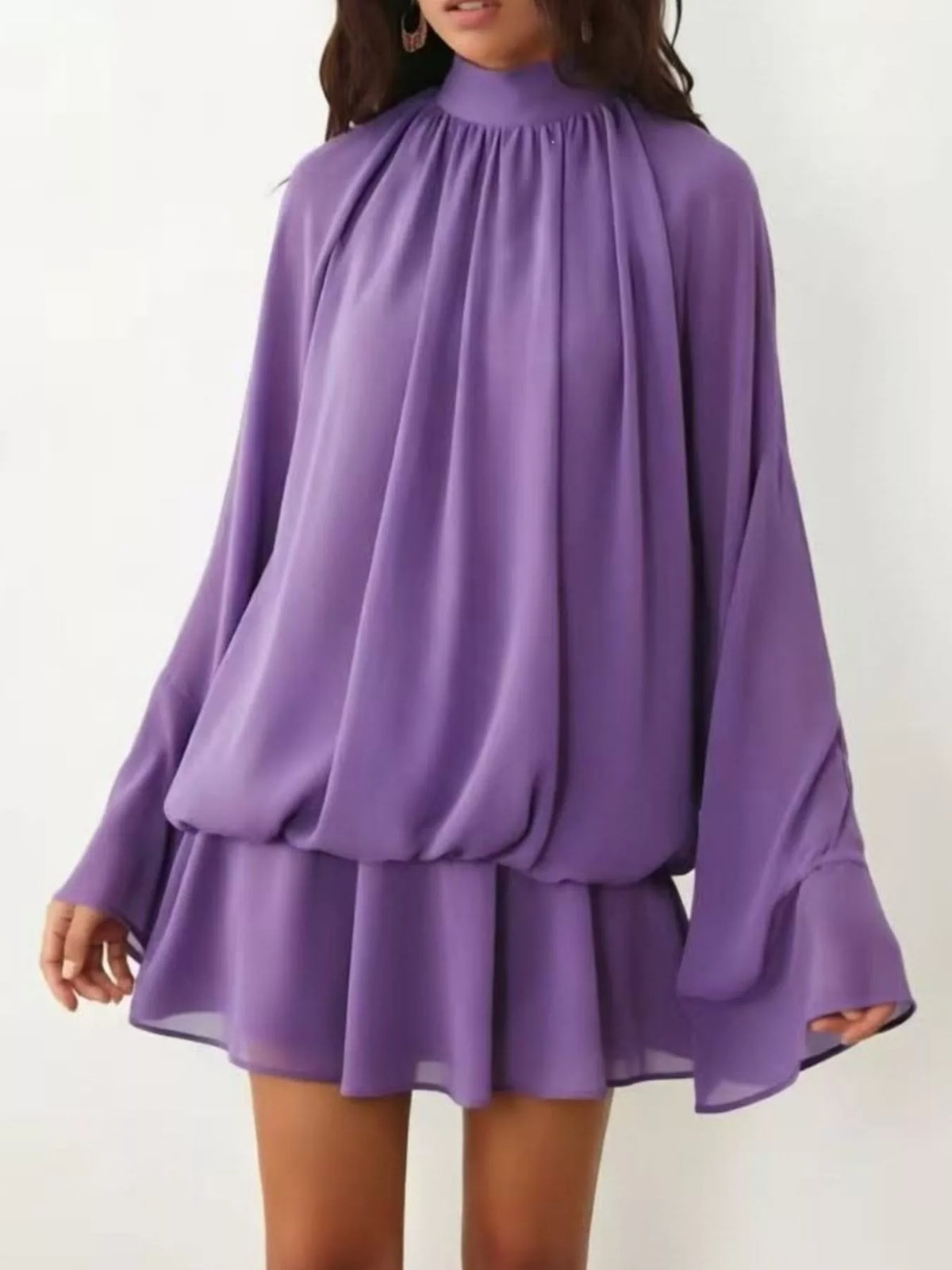 Tie-Back Flared-Sleeve Mini Dress