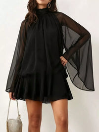 Tie-Back Flared-Sleeve Mini Dress